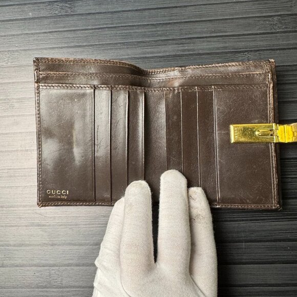 GUCCI Bi-fold Wallet Dark Brown G Logo Used|Authentic - Picture 2 of 6